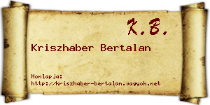 Kriszhaber Bertalan névjegykártya
